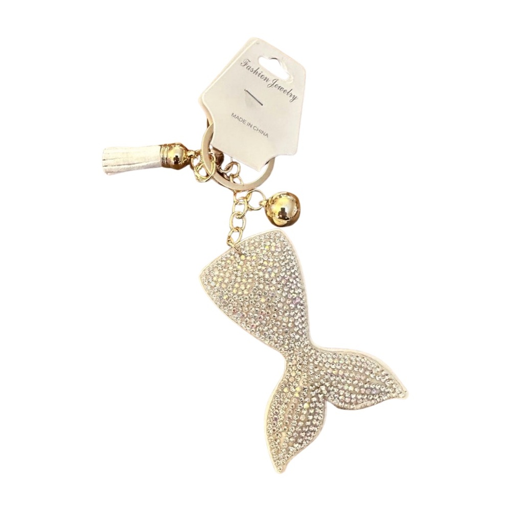 Sparkling White Mermaid‎ Tail Keychain